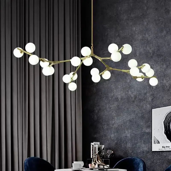 SANDYHA Modern Chandeliers for Living Room G9 Glass Ball Lampshade Hanging Kitchen Dining Table Lighting Bedroom Decoration Home