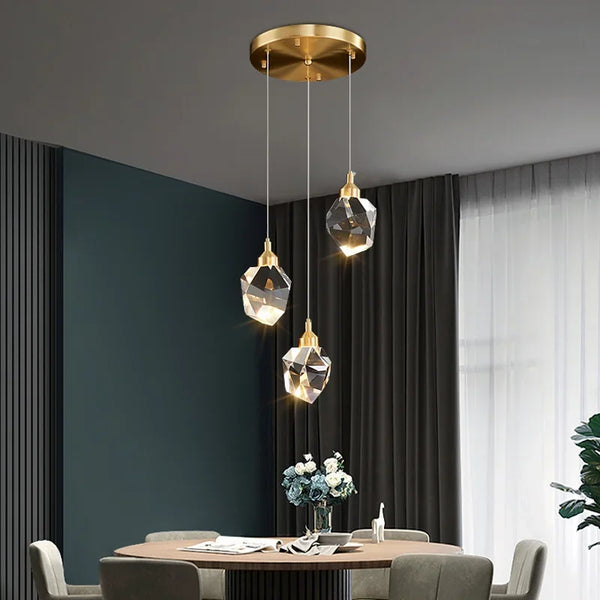 K9 Crystal Ceiling Chandeliers Modern Simple LED Pendant Lamps for Living Room Bedroom Dining Table Home Indoor Decor Lighting