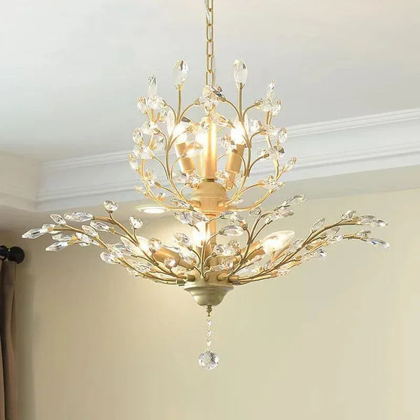 SANDYHA Modern Home Decoration Salon Chandeliers American Crystal Minimalism Branch Led Lamp Living Room Dining Bedroom Lighting