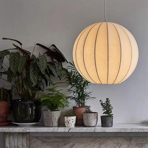 SANDYHA Nordic Living Room Chandelier Japanese Silk Pendant Lamp Led Dining Table Lighting Bedroom Decorative Home Light Fixture