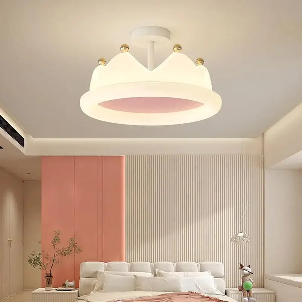 Creative Crown Bedroom Ceiling Lamp Chandelier Full Spectrum Eye Protection Warm Romantic LED Light for Boy Girl Children's Room