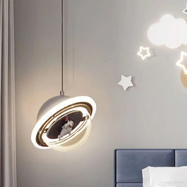 Liftable Astronaut Cartoon Creative Chandeliers Satellite Rocket Decorative Design Led Lamp for Bedroom Children's Room Lighting