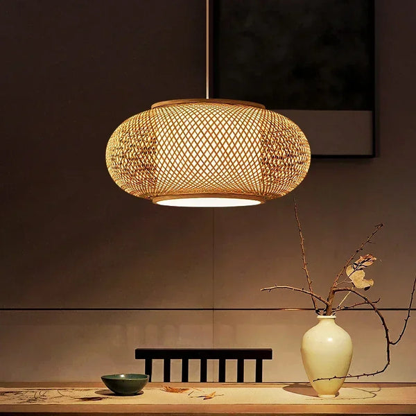 Modern Home Decoration Chinese Lantern Lamp Handmade Weave Bamboo  Pendant Light Dinning Room Living Chandeliers Salon Lightings