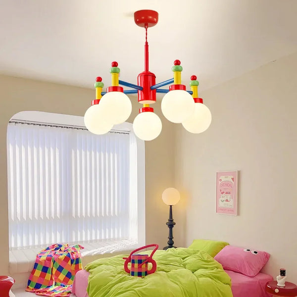 Romantic Warm Colorful Children's Room Ceiling Chandelier Macaron LED Lighting Pendant Lamp for Boys Girls Bedroom Study Fixture