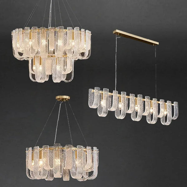 Nordic Luxury Brass Chandeliers Glass Led Lamps for Living Room Bedroom Lighting Lustre Salon Design Luxe Suspension Luminaire