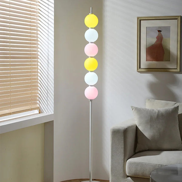 Rainbow Candy Floor Lamp Living Room Decor Home Standing Lamp Colored Glass Balls Lampshade Sofa Bedroom Bedside Table Led Light