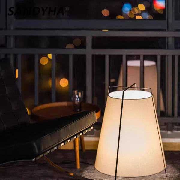 SANDYHA Modern Decoration for Home Floor Lamps Japanese Designer Retro Fabric Lampshade Living Room Floor Lamp Home Led Lights