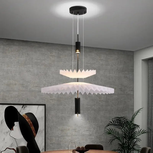 Nordic Minimalist LED Chandelier Art Creative Pleated Pendant Lamp for Bedroom Restaurant Bar Children's Room Lighting Luminaire