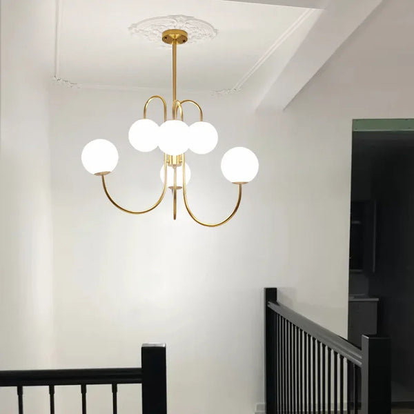 Nordic Art Gold Luxury Lighting Chandelier Glass Ball Molecular Magic Bean LED Pendant Lamp for Living Dining Room Decor Fixture