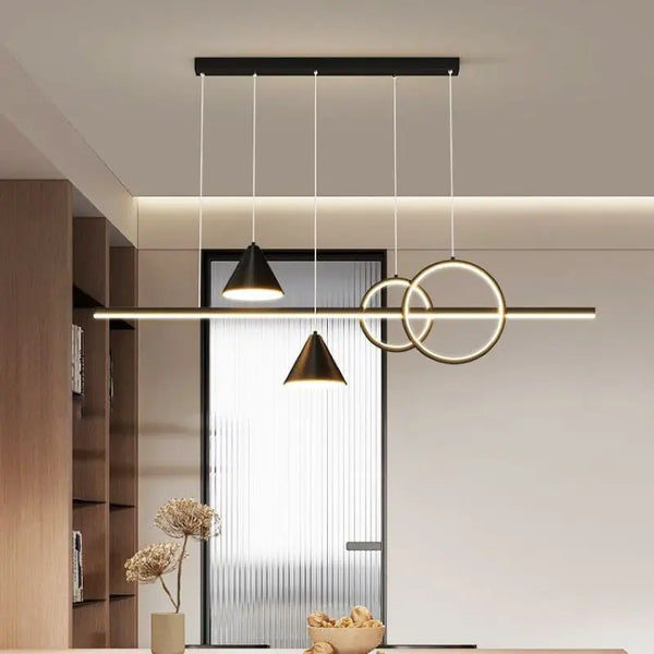 SANDYHA Modern Minimalist Light Luxury Chandeliers Long Strip Creative Led Lamp for Dining Room Table Hanging Lighting Fixtures