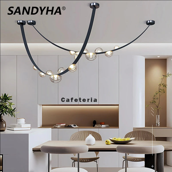 Leather Led Pendant Lamp Home Decor Chandeliers Lighting Suspension Luminaires for Living Room Villa Lustre Salon Design