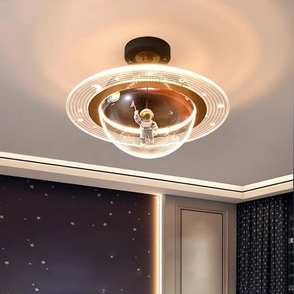 New Children's Room Ceiling Lamp Cartoon Space Astronaut Landing Moon Fashion Creative Led Lighting for Boy Bedroom Home Decor