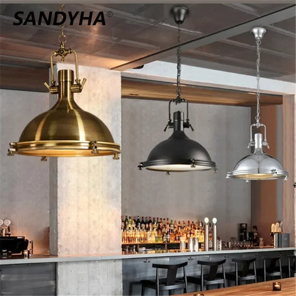 SANDYHA Retro Industrial Chandeliers Metal LED Pendant Lights for Bedroom Dining Room Bar Cafe Hanging Lamp Home Decor Fixture