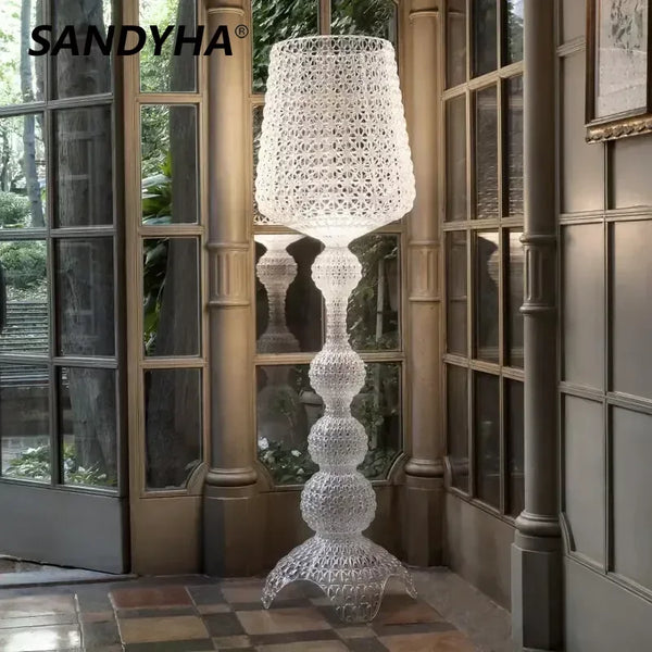 Design Hollow Floor Lamp Acrylic Table Lamps Art LED Standing Light Living Room Hotel Bedroom Home Decor Floor Lighting