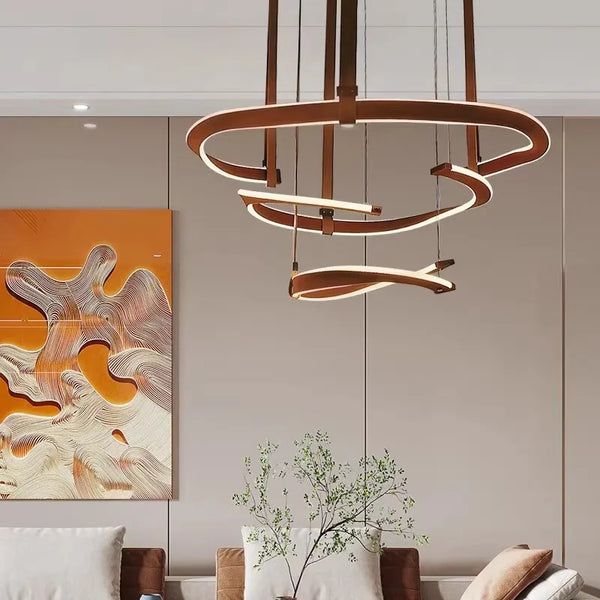 Modern Ceiling Chandeliers Italianate Home Decor Minimalist Leather Circular Shape Led Lamp Living Room Dining Bedroom Lightings