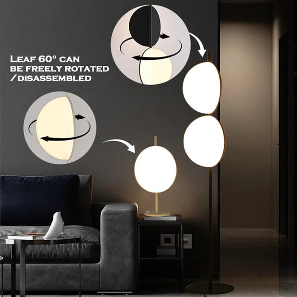 Home Decor Rotating Leaves LED Floor Lamp Nordic Modern Designer Standing Table Light for Living Room Sofa Study Bedroom Fixture