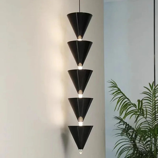 Nordic Hourglass Pendant Light Living Room Sofa Cone-shaped Design Iron Lampshade Bedroom Bedside Lamp Christmas Decoration Home