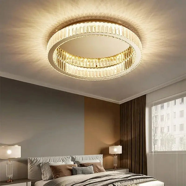 Modern Simple Crystal Circle Chandelier Ceiling Lamp for Living Room Bedroom Study Home Decorative Led Indoor Lighting Luminaire