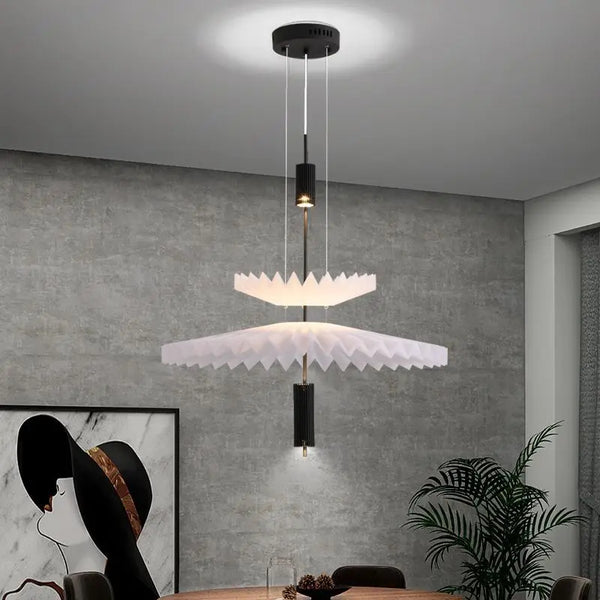 Designer Minimalist LED Chandelier Art Creative Pleated Pendant Lamp for Bedroom Restaurant Bar Children's Room Lighting Fixture