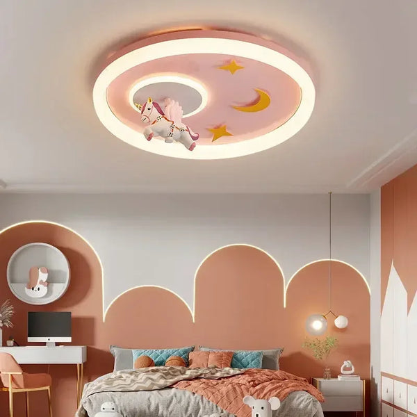 Modern LED Simple Round Design Ceiling Lights Astronauts Pegasus Series Kids Room Lamp for Bedroom New Home Decoracion Luminaire