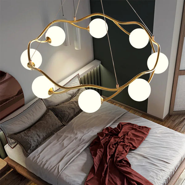 Modern Minimalist Round Ring Chandeliers Creative Luxury LED Pendant Lamp Lighting for Living Dining Room Bedroom Clothing Store