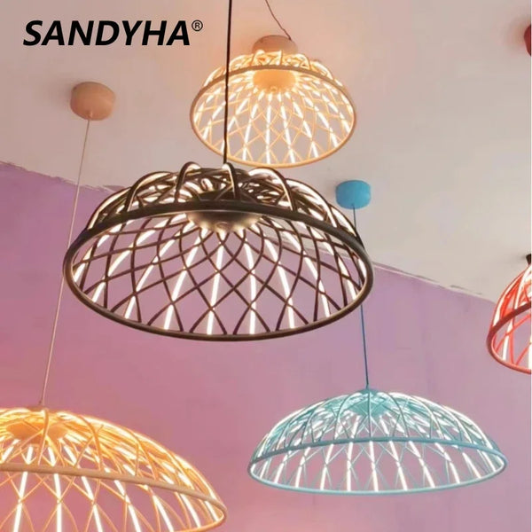 Creative Braided Rope Ceiling Pendant Light Nordic Modern Led Lamp Hanging Chandelier for Living Room Bedroom Decor Home Fixture