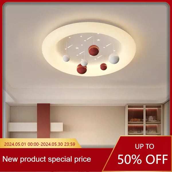 SANDYHA Nordic Children's Room Ceiling Lights Circle LED Lamp Creative Planet Designer Bedroom Decoration Home Lighting fixtures