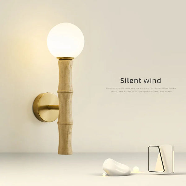 Modern Home Decoration Simplicity Retro Natural Wood Bamboo Joint Lampe Design Led Wall Light Living Room for Bedroom Salon Lamp