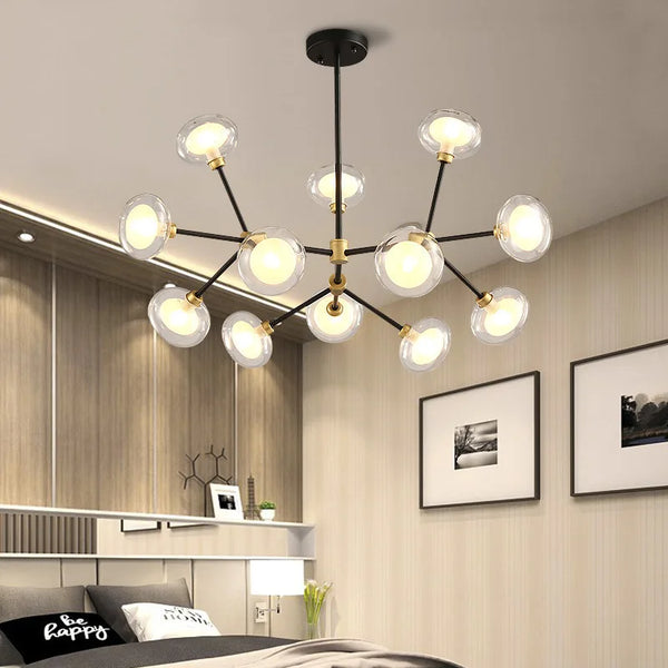 SANDYHA Nordic Chandeliers for Living Room LED Pendant Light Magic Bean Glass Bedroom Decoration Home Dining Table Light Fixture