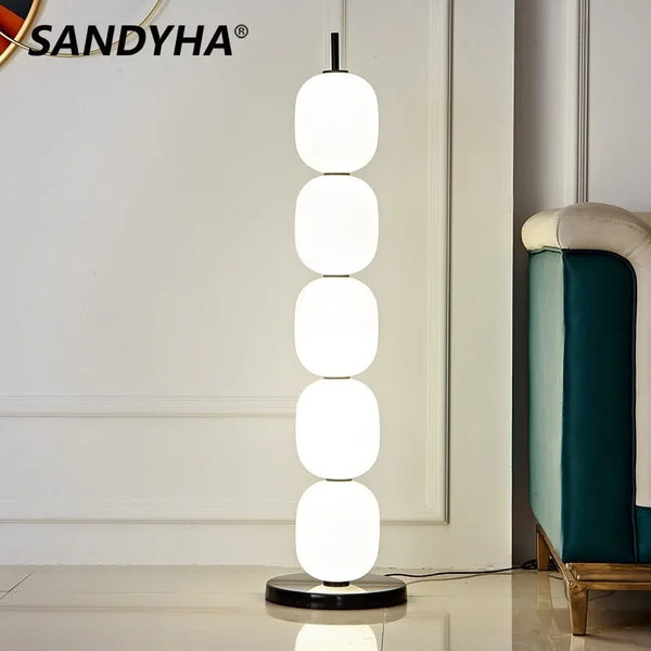 SANDYHA Nordic Dining Table Floor Lamp Creative Elliptical Shaped LED Lights Living Room Sofa Lighting Bedroom Decoration Home