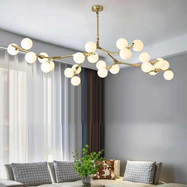 Nordic Glass Balls Ceiling Chandelier Lustre Salon Luxe Branch Design Hanging Pendant Lamp for Living Dining Room Bedroom Lights