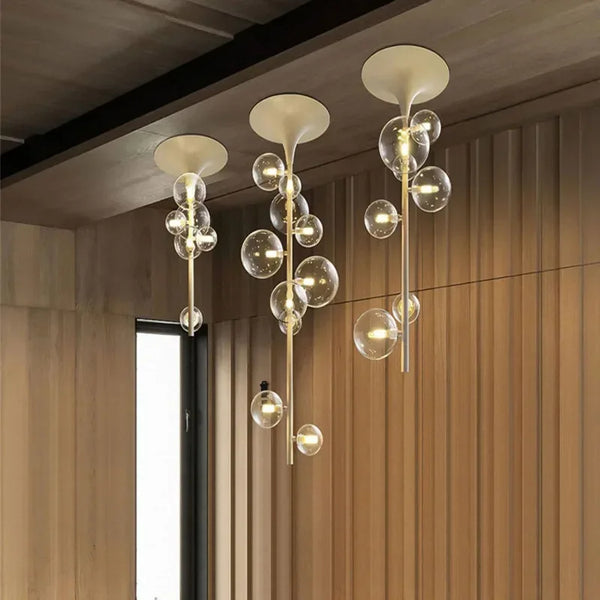 SANDYHA Modern Home Decoration Ceiling Chandelier Nordic Salon Simple Glass Bubble Led Lamp Living Room Dining Bedroom Lightings