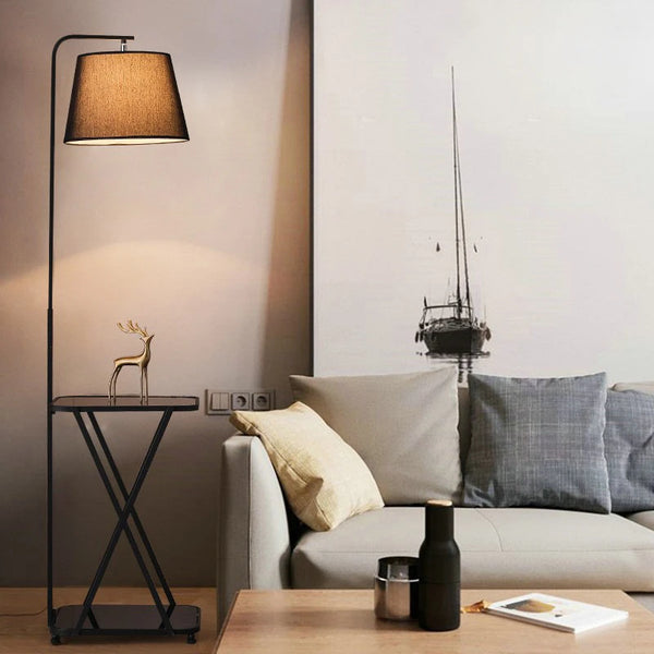 Nordic Led Floor Lamp Living Room Decor Home Designer Fabric Lampshade Sofa Bedroom Bedside Table Lighting Wireless Charging