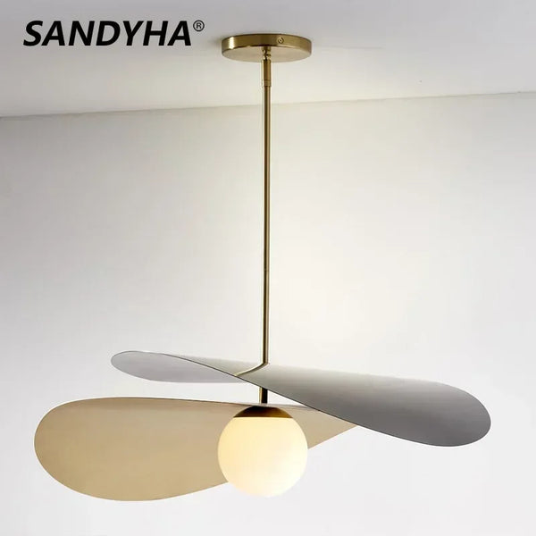 Nordic Chandeliers for Living Room Fan Shaped Pendant Lights with Glass Ball Lampshade Bedroom Decoration Dining Table Lighting