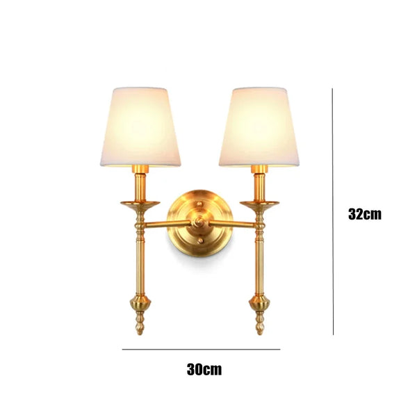 Retro Fabric All Copper Art Wall Lamp Modern Simple Design Aisle Corridor Led Ligthing for Bedroom Bedside Home Decor Fixtures